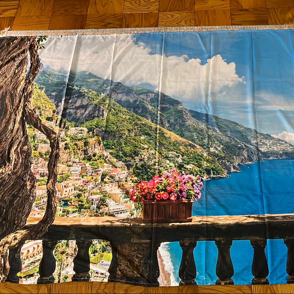 Scenic Coastal View Tapestry - Amalfi Coast landscape